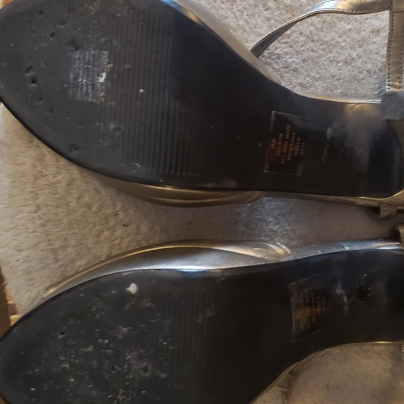 Silver Open Peep Toe High Heels - Picture 3 of 5